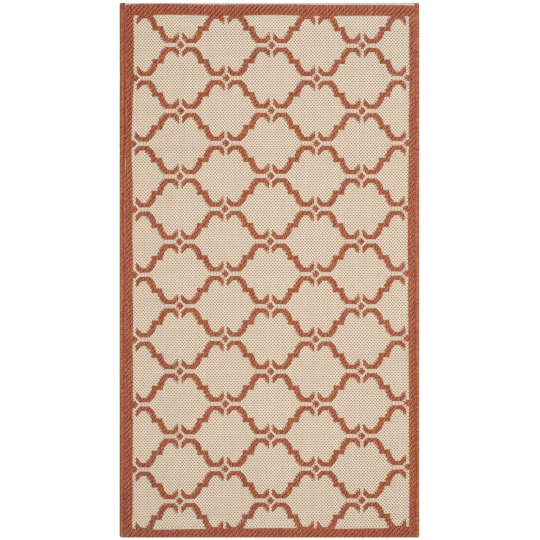 SAFAVIEH Outdoor CY6009-231 Courtyard Beige / Terracotta Rug Image 1