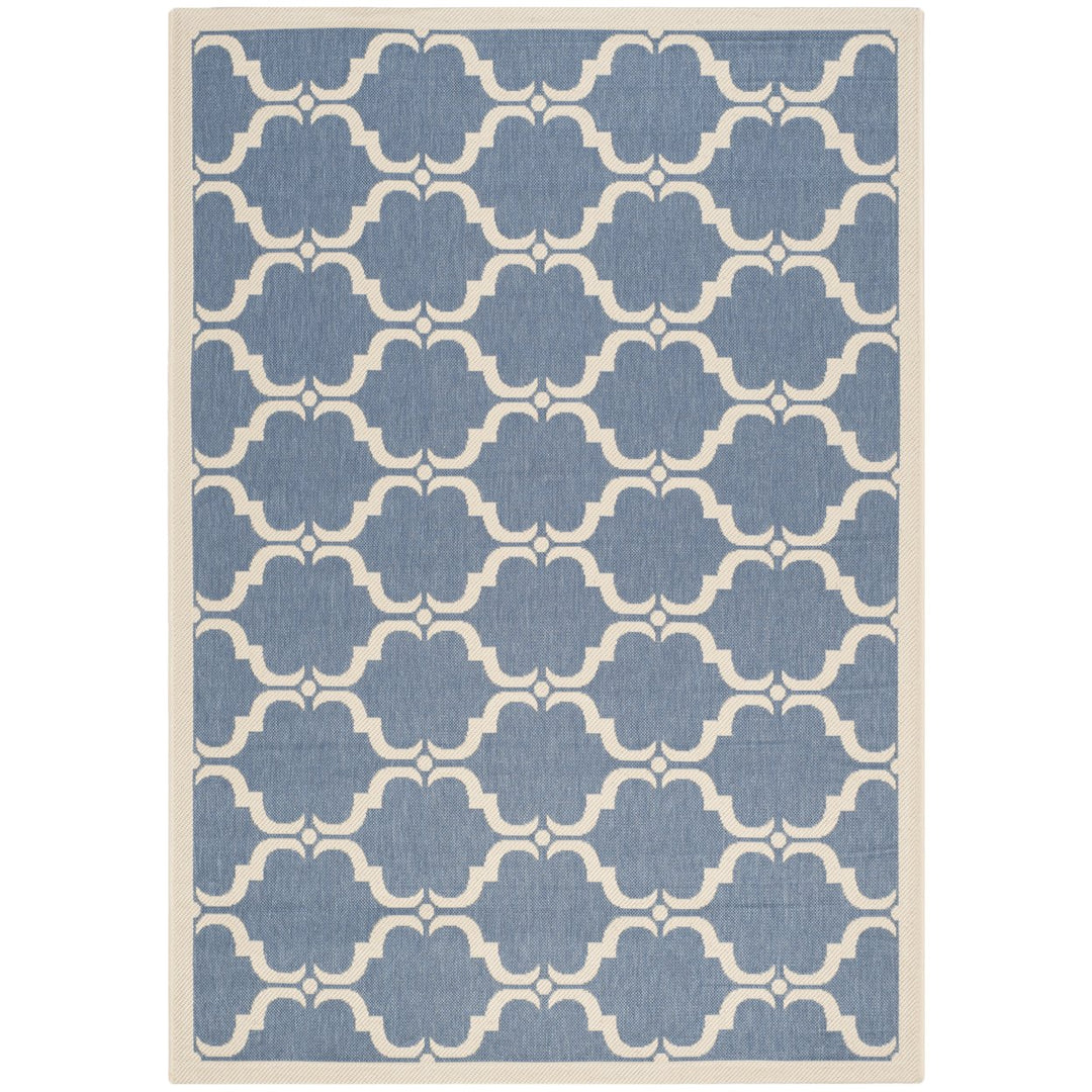 SAFAVIEH Indoor Outdoor CY6009-243 Courtyard Blue / Beige Rug Image 1