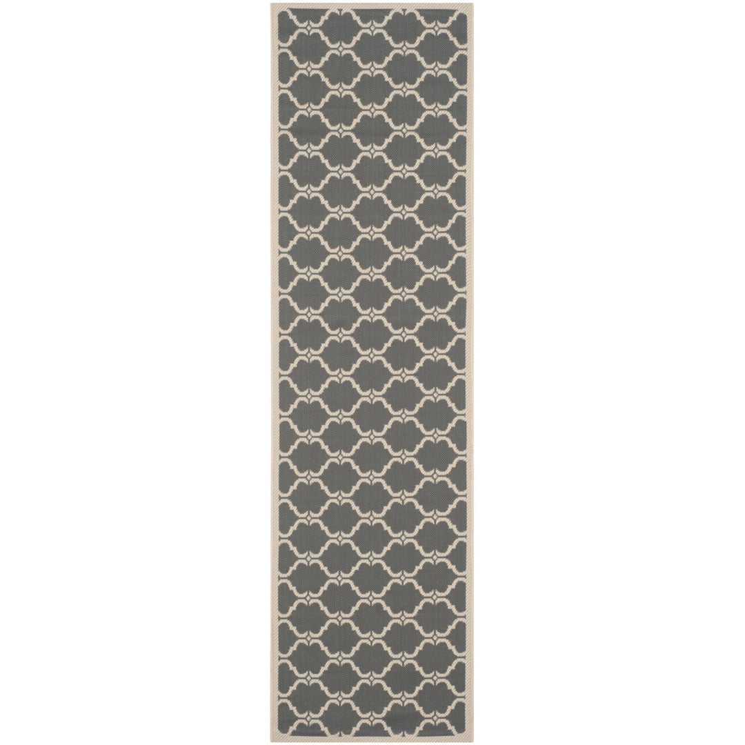 SAFAVIEH Outdoor CY6009-246 Courtyard Anthracite / Beige Rug Image 1