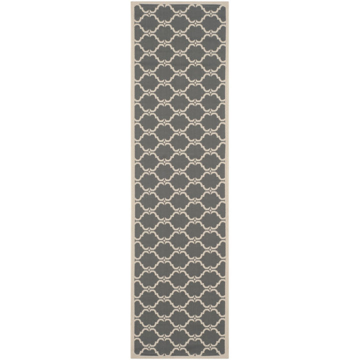 SAFAVIEH Outdoor CY6009-246 Courtyard Anthracite / Beige Rug Image 1