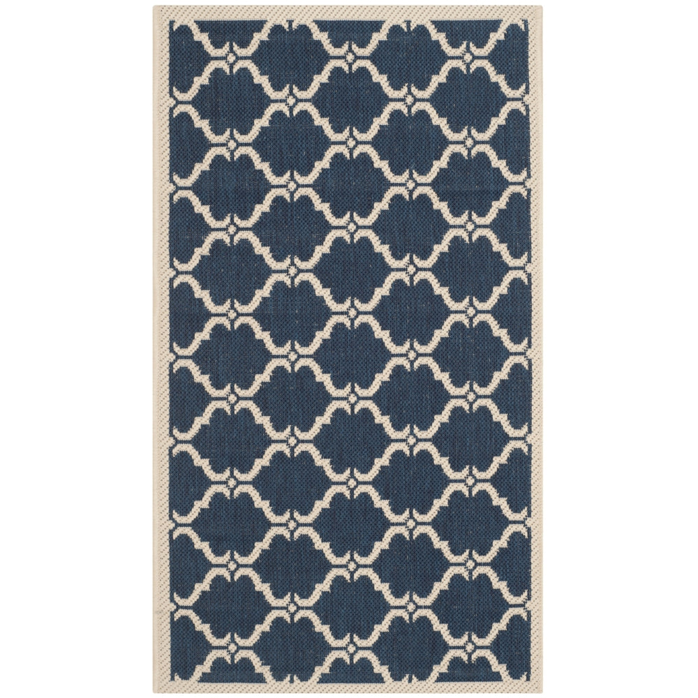 SAFAVIEH Indoor Outdoor CY6009-268 Courtyard Navy / Beige Rug Image 2