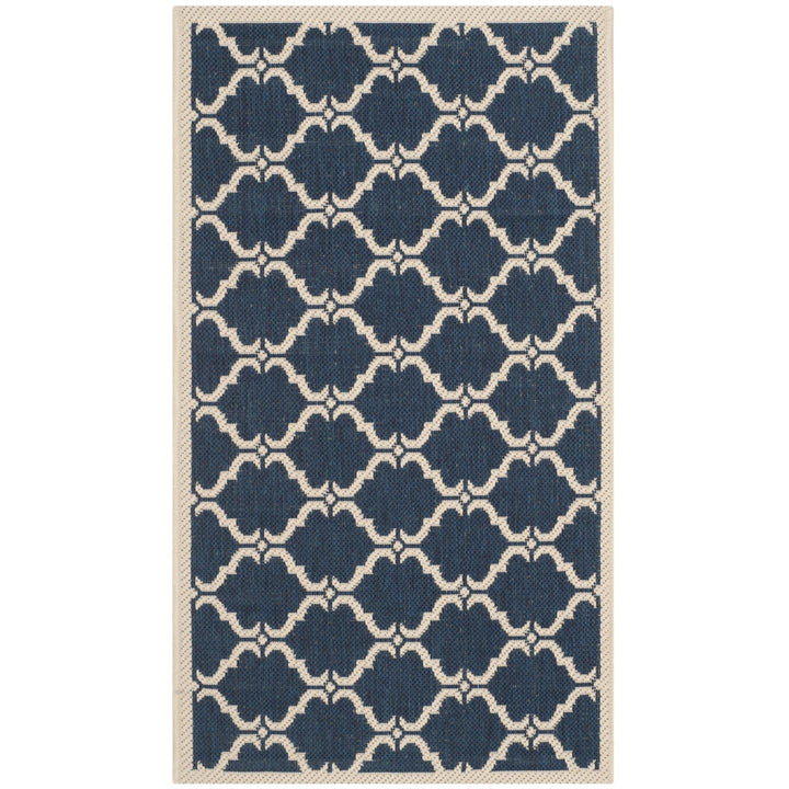 SAFAVIEH Indoor Outdoor CY6009-268 Courtyard Navy / Beige Rug Image 2