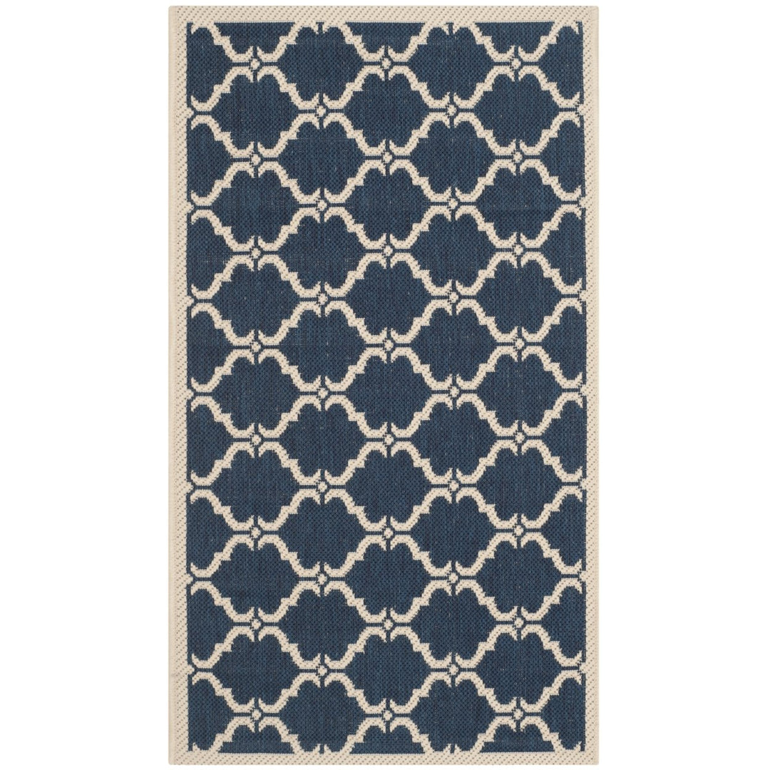 SAFAVIEH Indoor Outdoor CY6009-268 Courtyard Navy / Beige Rug Image 1