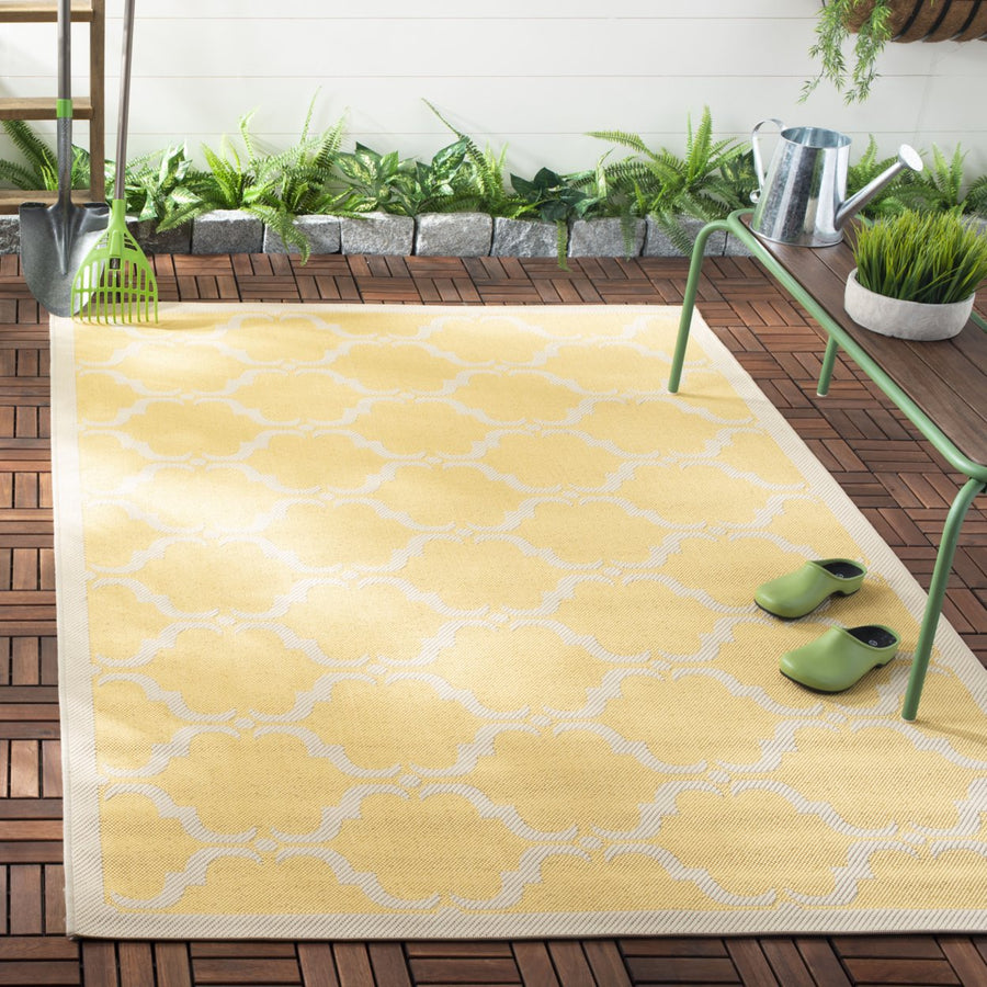 SAFAVIEH Outdoor CY6009-316 Courtyard Yellow / Beige Rug Image 1