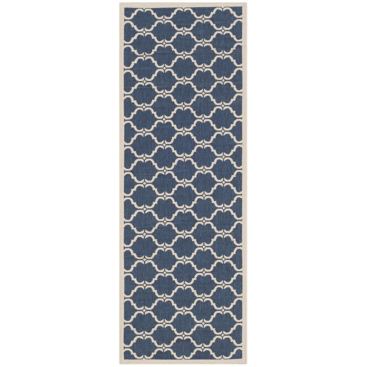 SAFAVIEH Indoor Outdoor CY6009-268 Courtyard Navy / Beige Rug Image 1