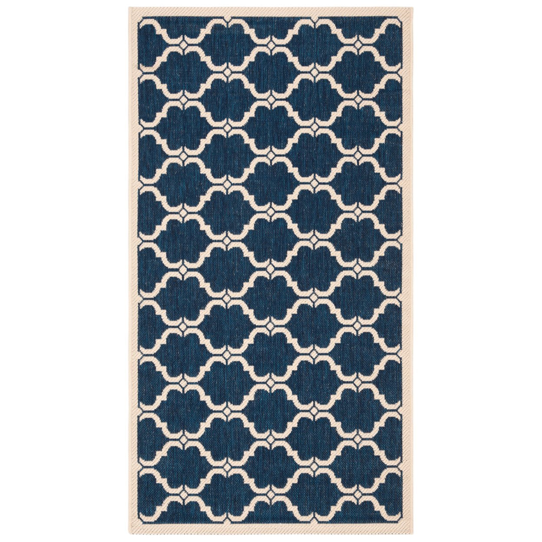 SAFAVIEH Indoor Outdoor CY6009-268 Courtyard Navy / Beige Rug Image 1