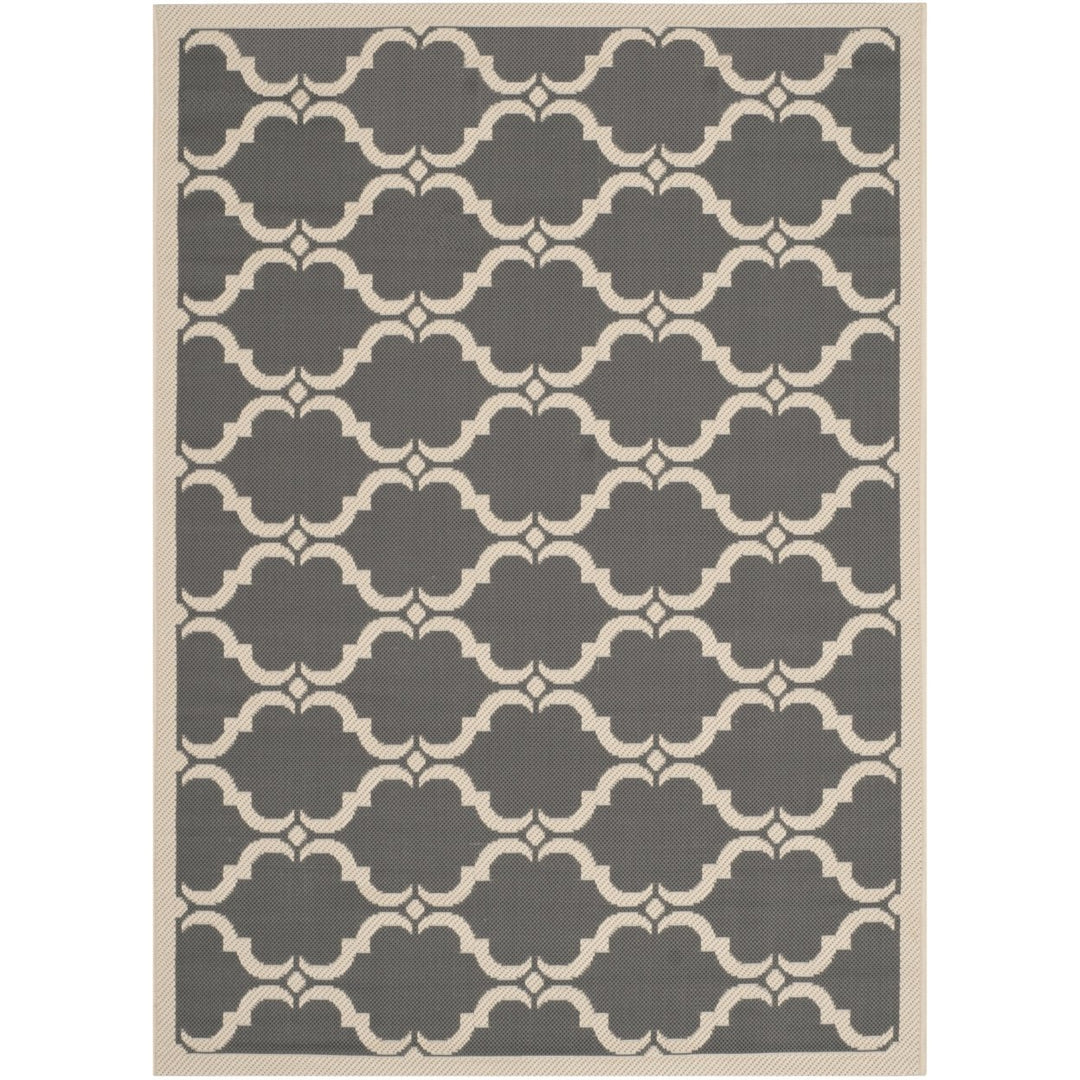 SAFAVIEH Outdoor CY6009-246 Courtyard Anthracite / Beige Rug Image 1