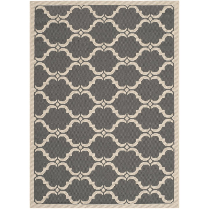 SAFAVIEH Outdoor CY6009-246 Courtyard Anthracite / Beige Rug Image 1