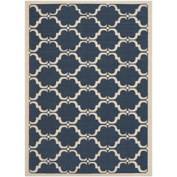 SAFAVIEH Indoor Outdoor CY6009-268 Courtyard Navy / Beige Rug Image 1