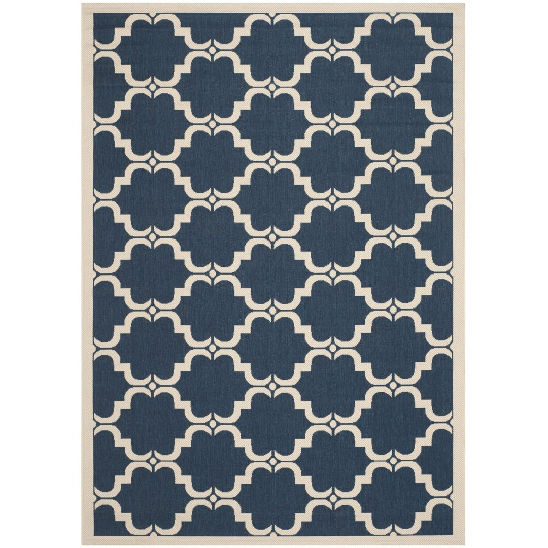 SAFAVIEH Indoor Outdoor CY6009-268 Courtyard Navy / Beige Rug Image 1