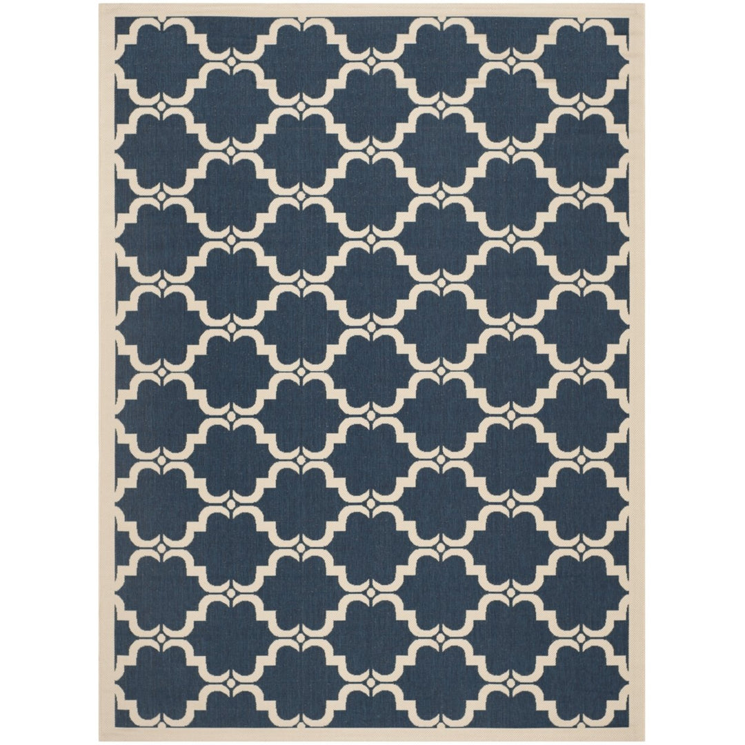 SAFAVIEH Indoor Outdoor CY6009-268 Courtyard Navy / Beige Rug Image 1