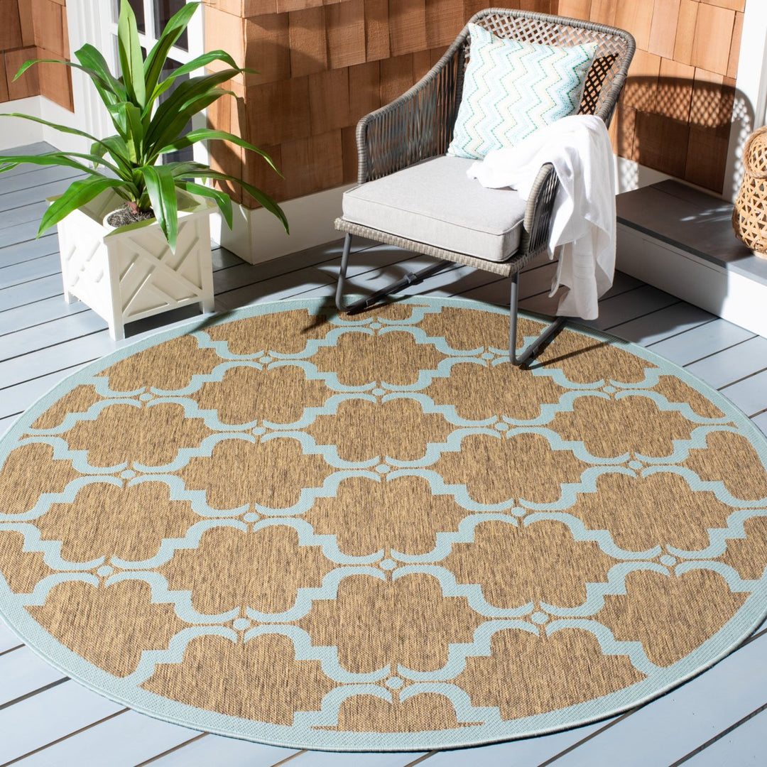 SAFAVIEH Indoor Outdoor CY6009-337 Courtyard Brown / Aqua Rug Image 2