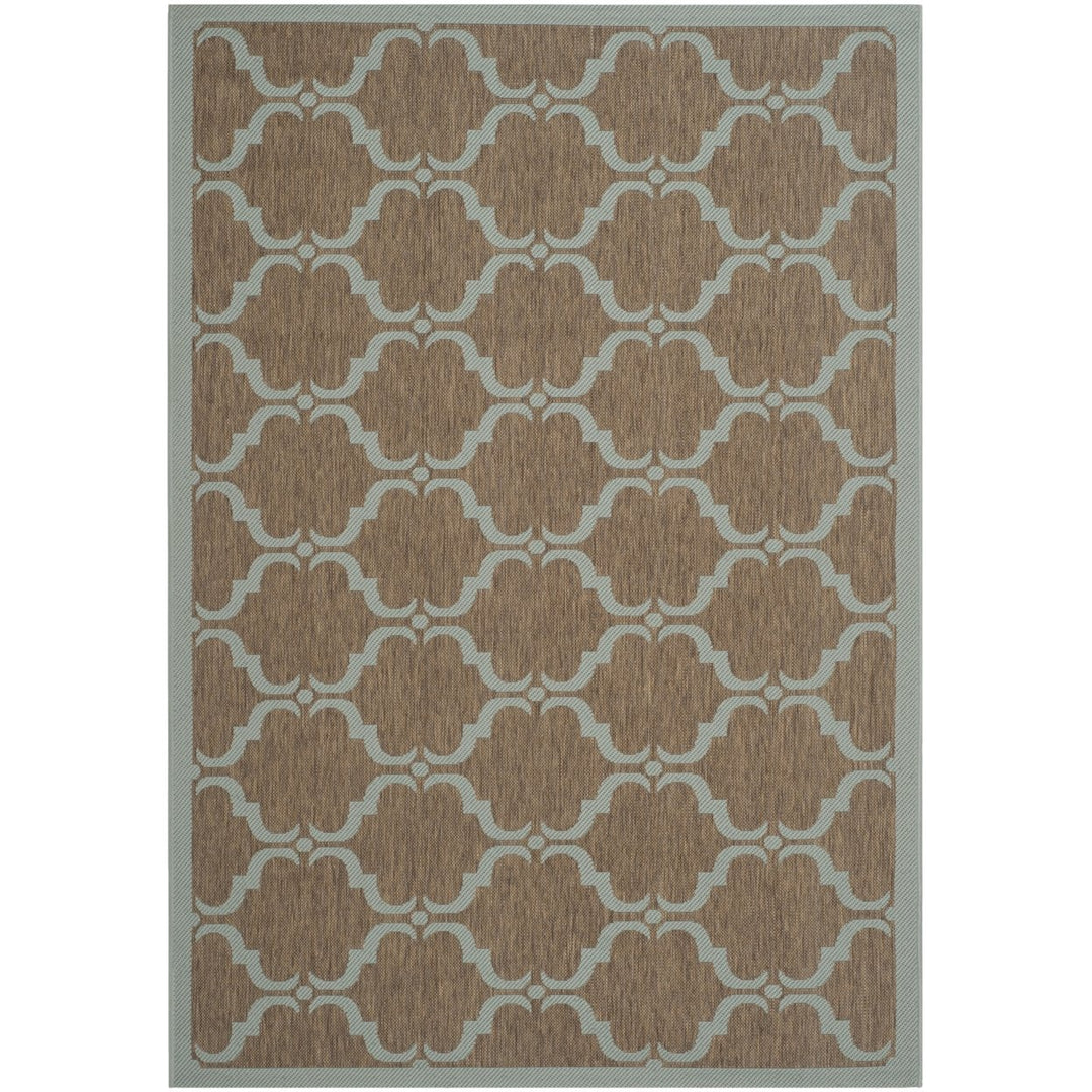 SAFAVIEH Indoor Outdoor CY6009-337 Courtyard Brown / Aqua Rug Image 1