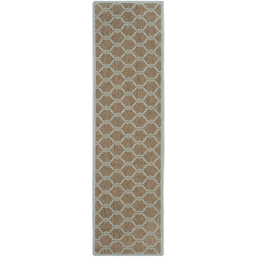 SAFAVIEH Indoor Outdoor CY6009-337 Courtyard Brown / Aqua Rug Image 1