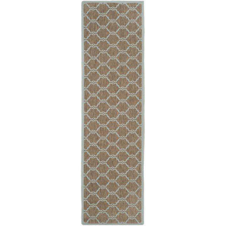 SAFAVIEH Indoor Outdoor CY6009-337 Courtyard Brown / Aqua Rug Image 1