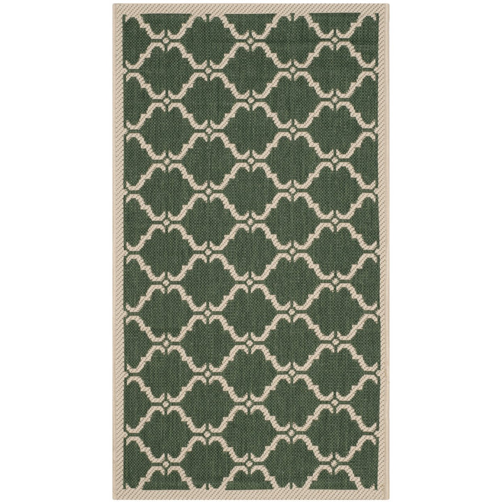 SAFAVIEH Outdoor CY6009-332 Courtyard Dark Green / Beige Rug Image 1