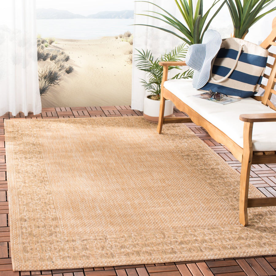 SAFAVIEH Indoor Outdoor CY6011-39 Courtyard Natural / Gold Rug Image 1