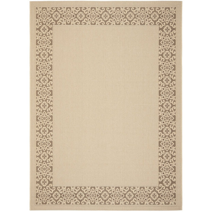 SAFAVIEH Outdoor CY6011-219 Courtyard Cream / Lt Chocolate Rug Image 1