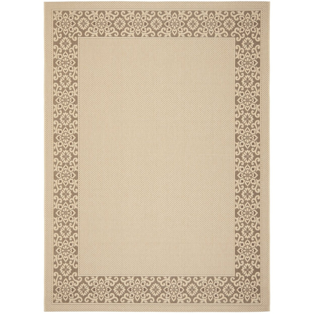 SAFAVIEH Outdoor CY6011-219 Courtyard Cream / Lt Chocolate Rug Image 1