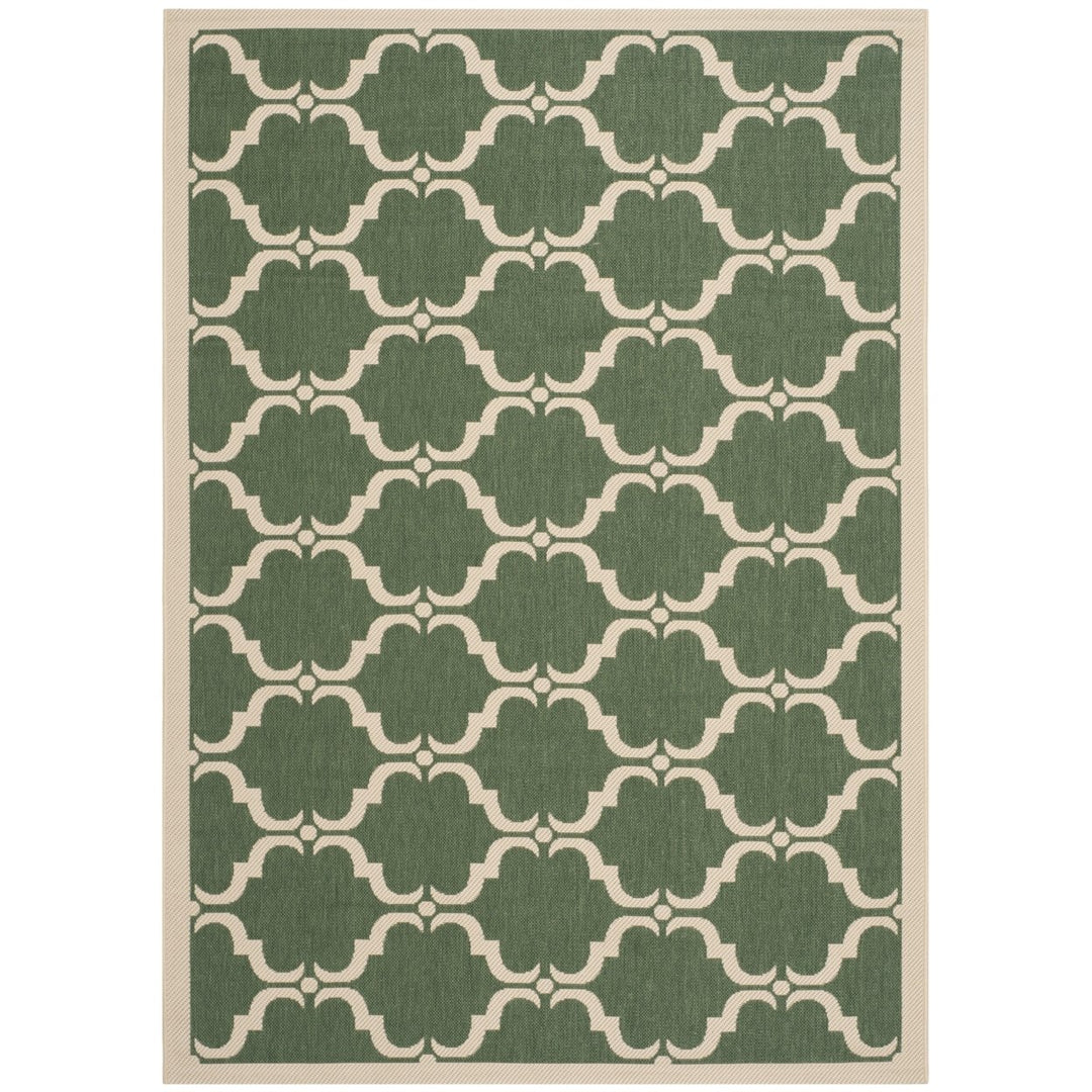 SAFAVIEH Outdoor CY6009-332 Courtyard Dark Green / Beige Rug Image 1