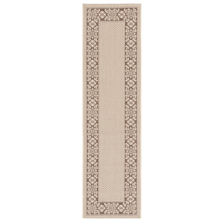 SAFAVIEH Outdoor CY6011-219 Courtyard Cream / Lt Chocolate Rug Image 1