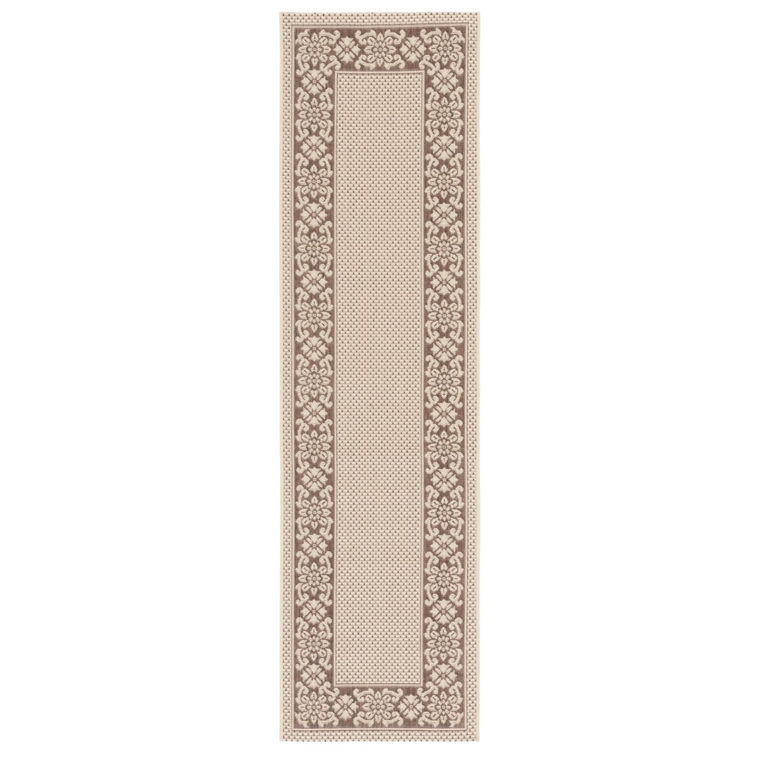 SAFAVIEH Outdoor CY6011-219 Courtyard Cream / Lt Chocolate Rug Image 1