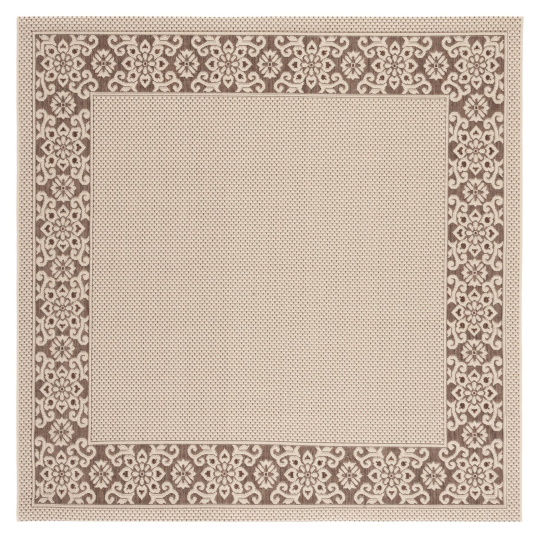 SAFAVIEH Outdoor CY6011-219 Courtyard Cream / Lt Chocolate Rug Image 1