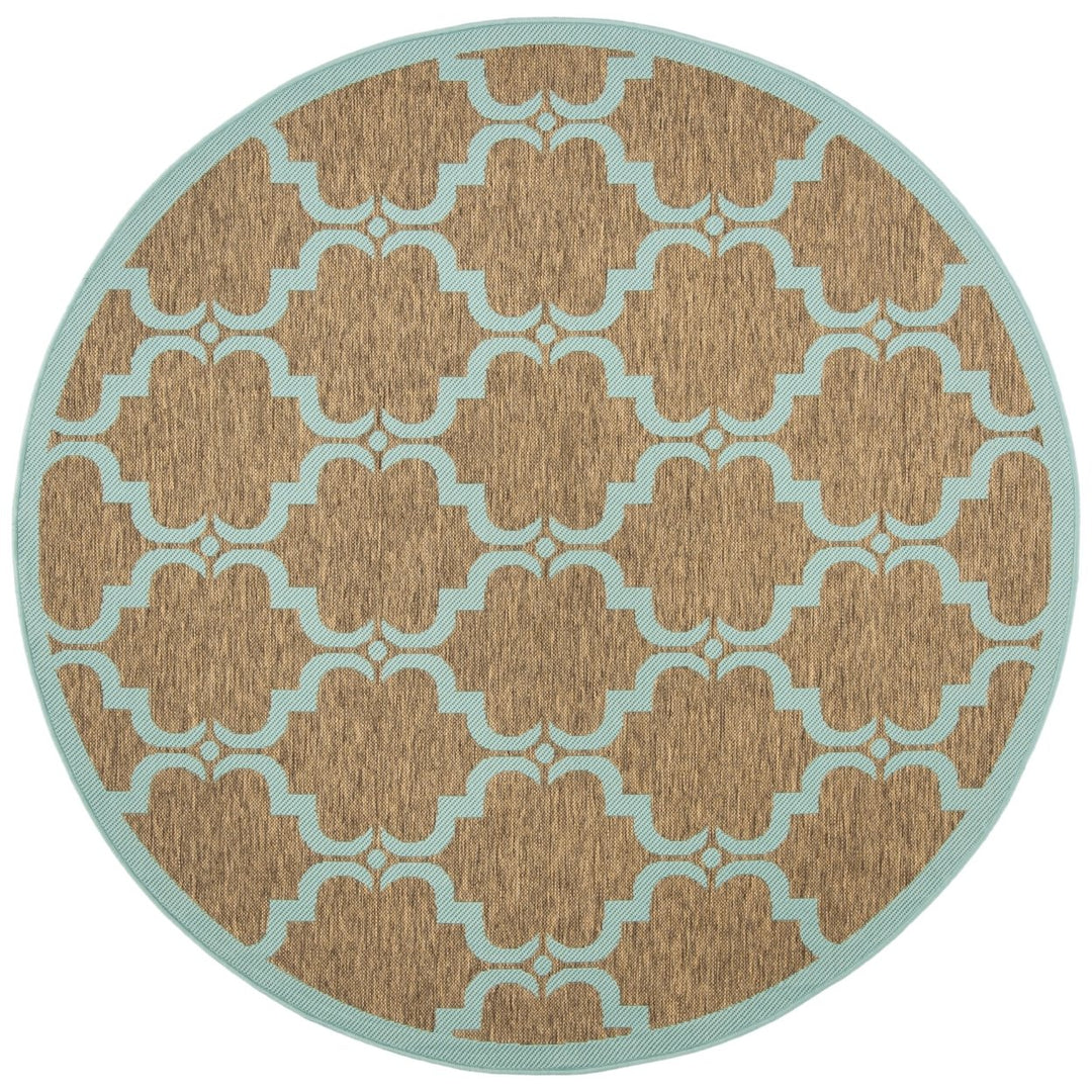 SAFAVIEH Indoor Outdoor CY6009-337 Courtyard Brown / Aqua Rug Image 1