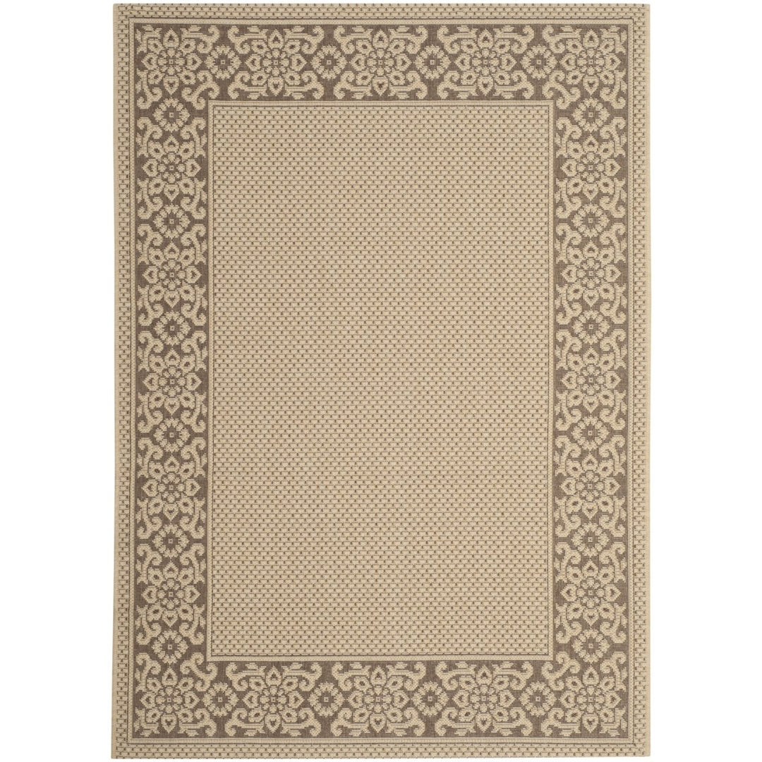 SAFAVIEH Outdoor CY6011-219 Courtyard Cream / Lt Chocolate Rug Image 1