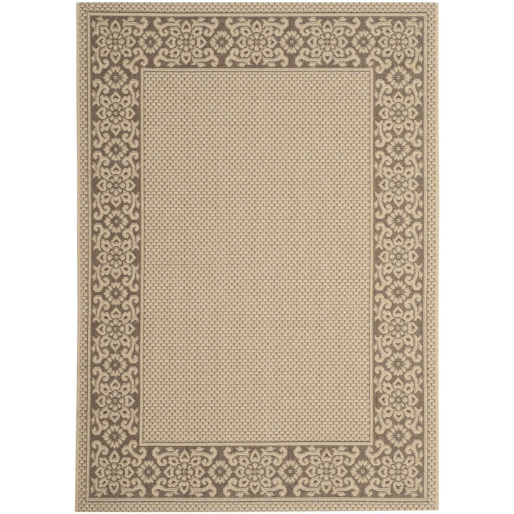 SAFAVIEH Outdoor CY6011-219 Courtyard Cream / Lt Chocolate Rug Image 1