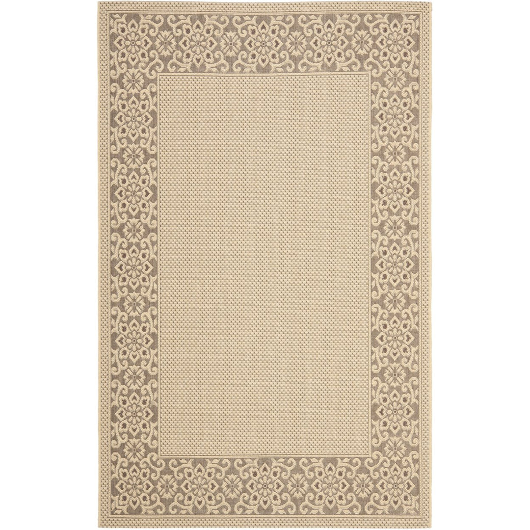 SAFAVIEH Outdoor CY6011-219 Courtyard Cream / Lt Chocolate Rug Image 1