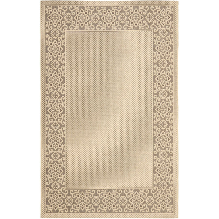 SAFAVIEH Outdoor CY6011-219 Courtyard Cream / Lt Chocolate Rug Image 1