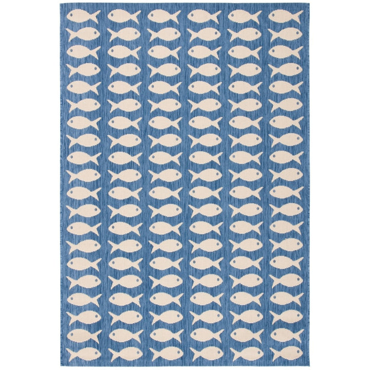 SAFAVIEH Indoor Outdoor CY6013-233 Courtyard Blue / Beige Rug Image 1