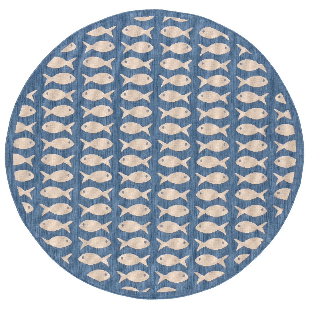 SAFAVIEH Indoor Outdoor CY6013-233 Courtyard Blue / Beige Rug Image 1