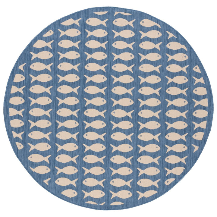 SAFAVIEH Indoor Outdoor CY6013-233 Courtyard Blue / Beige Rug Image 1