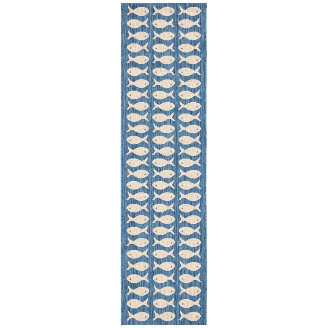 SAFAVIEH Indoor Outdoor CY6013-233 Courtyard Blue / Beige Rug Image 1