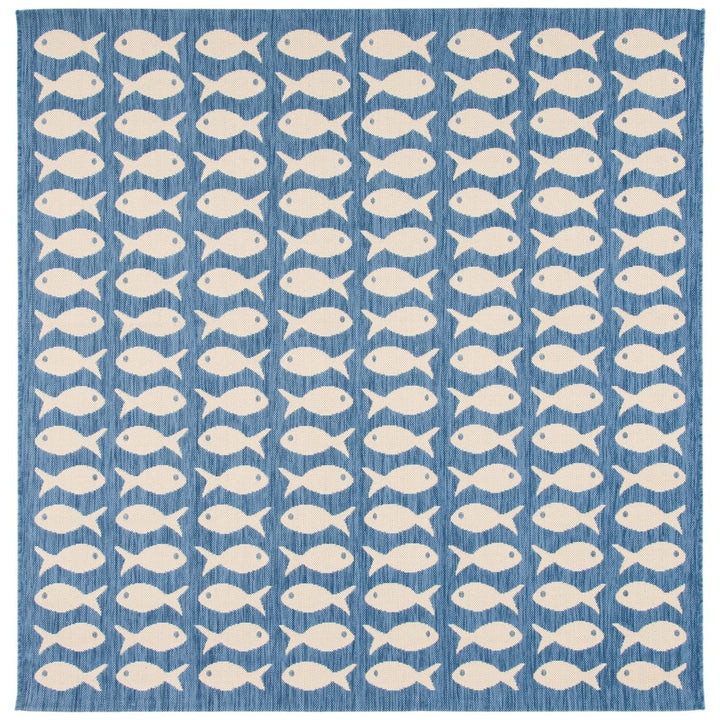 SAFAVIEH Indoor Outdoor CY6013-233 Courtyard Blue / Beige Rug Image 1