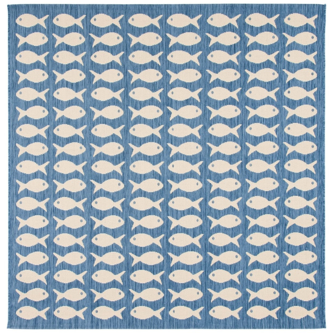 SAFAVIEH Indoor Outdoor CY6013-233 Courtyard Blue / Beige Rug Image 1