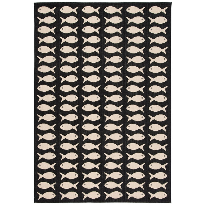 SAFAVIEH Indoor Outdoor CY6013-256 Courtyard Black / Beige Rug Image 1