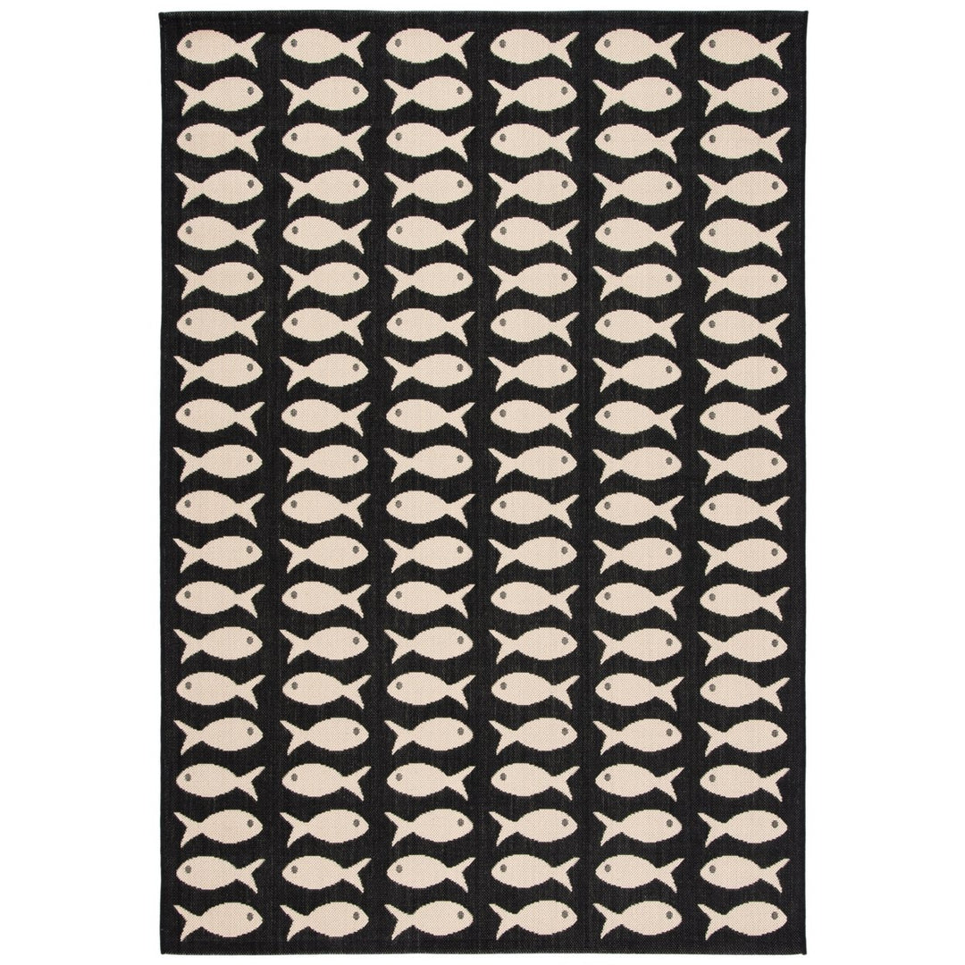 SAFAVIEH Indoor Outdoor CY6013-256 Courtyard Black / Beige Rug Image 1