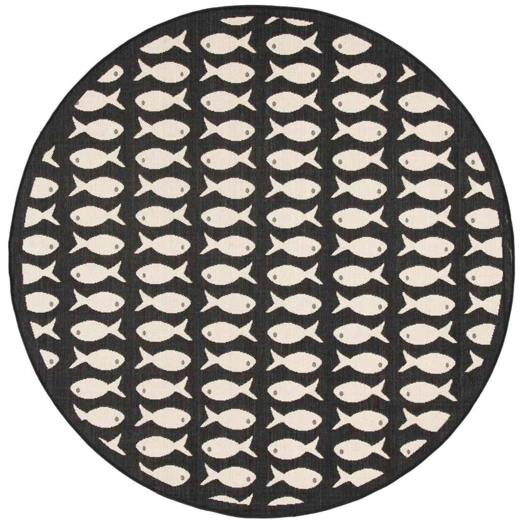 SAFAVIEH Indoor Outdoor CY6013-256 Courtyard Black / Beige Rug Image 1