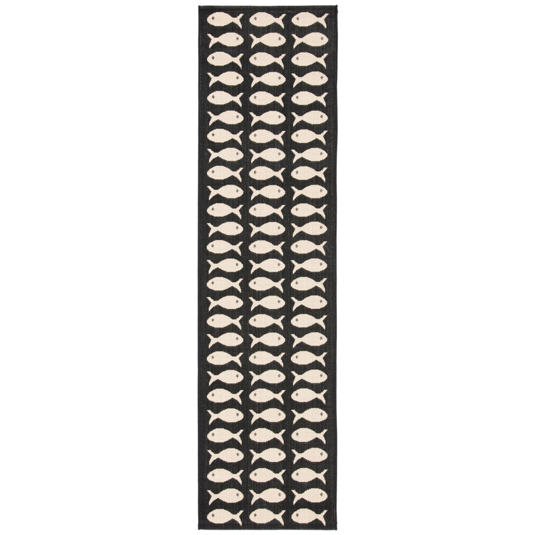 SAFAVIEH Indoor Outdoor CY6013-256 Courtyard Black / Beige Rug Image 1