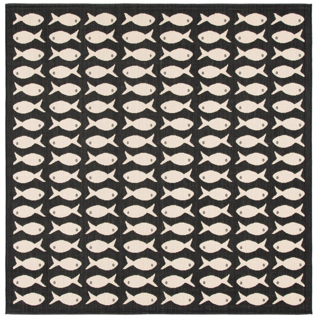 SAFAVIEH Indoor Outdoor CY6013-256 Courtyard Black / Beige Rug Image 7