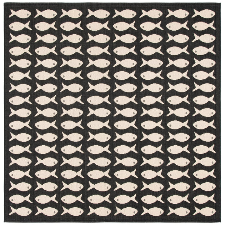 SAFAVIEH Indoor Outdoor CY6013-256 Courtyard Black / Beige Rug Image 7