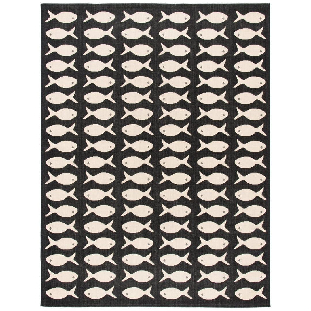 SAFAVIEH Indoor Outdoor CY6013-256 Courtyard Black / Beige Rug Image 1