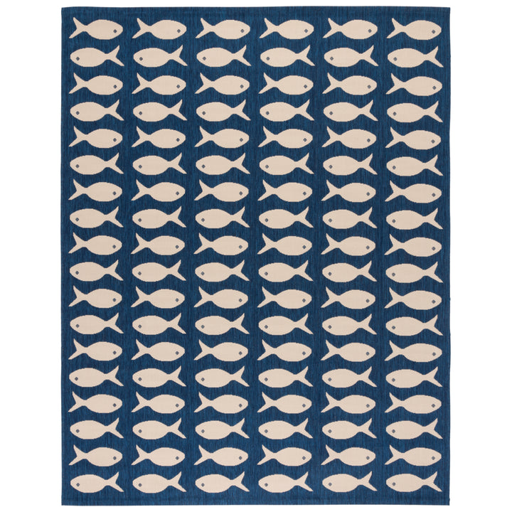 SAFAVIEH Indoor Outdoor CY6013-268 Courtyard Navy / Beige Rug Image 4