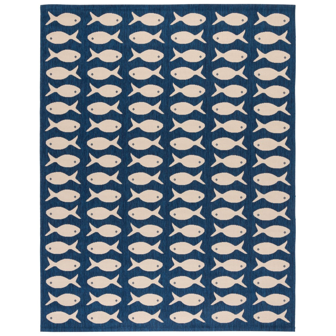 SAFAVIEH Indoor Outdoor CY6013-268 Courtyard Navy / Beige Rug Image 1