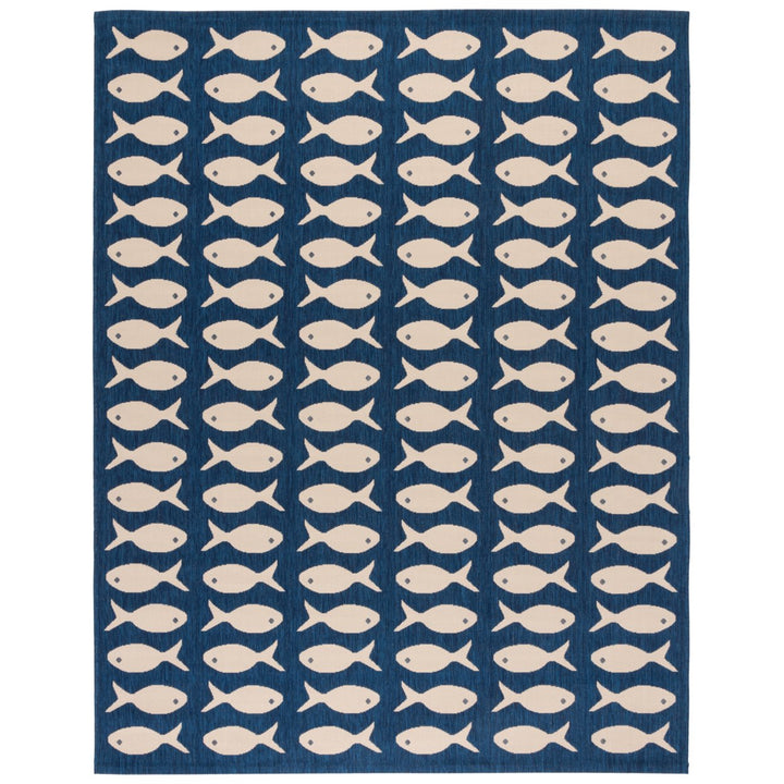 SAFAVIEH Indoor Outdoor CY6013-268 Courtyard Navy / Beige Rug Image 1