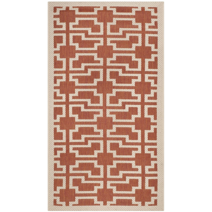 SAFAVIEH Outdoor CY6015-241 Courtyard Terracotta / Beige Rug Image 1