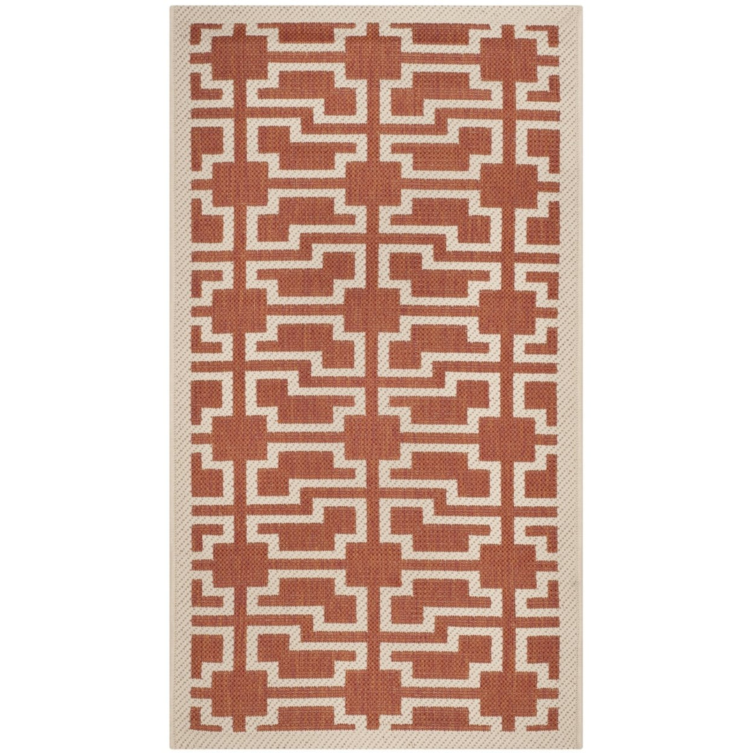 SAFAVIEH Outdoor CY6015-241 Courtyard Terracotta / Beige Rug Image 1